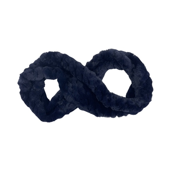 100% Real Rabbit Fur Knit Infinity Scarf - Picture 2 of 3